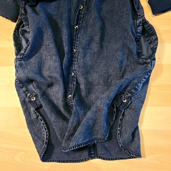 Dex Acid Wash Denim Chambray Mini Dress XSmall - Picture 9 of 12